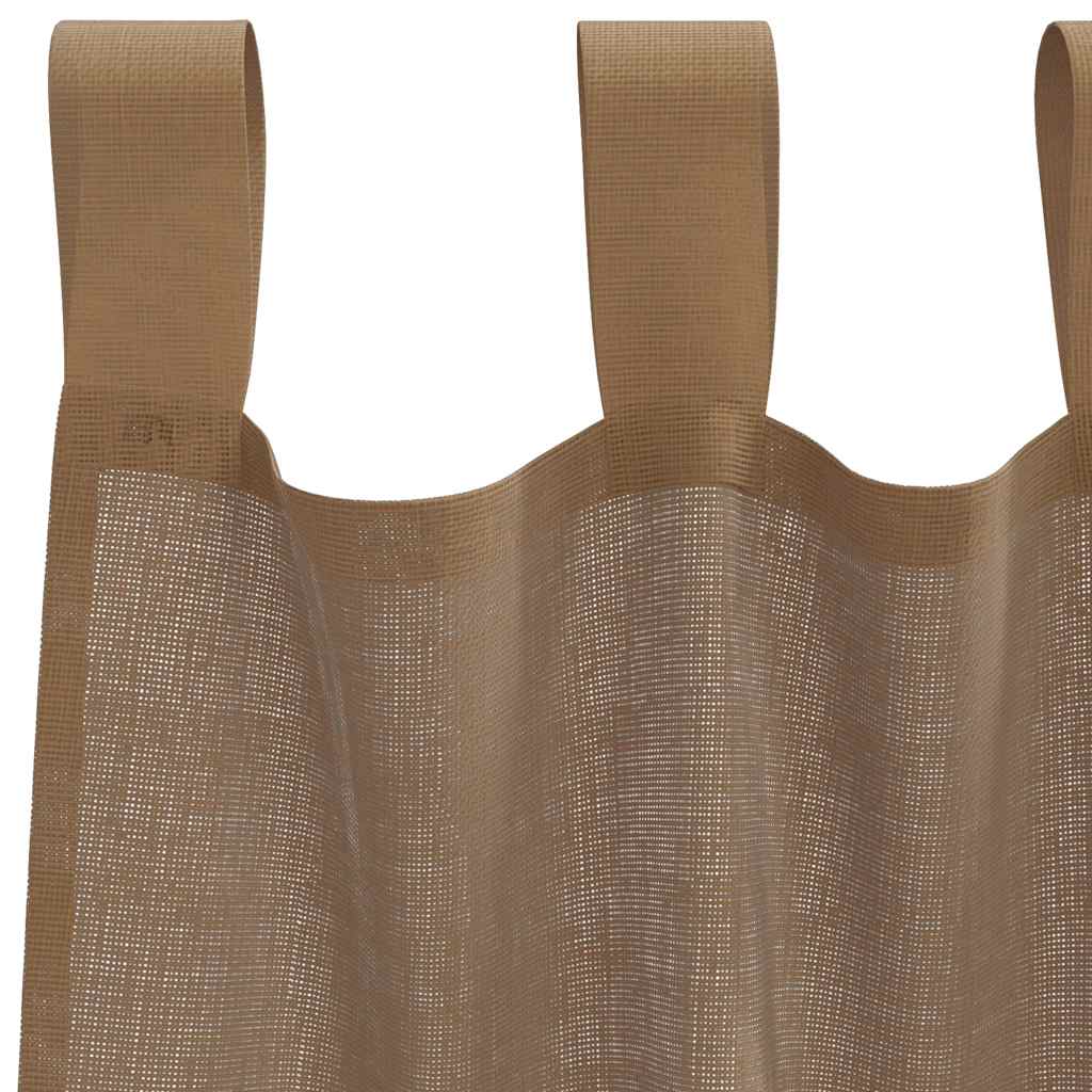 Gordijnen voile met lussen 2 st 140x260 cm lichtbruin