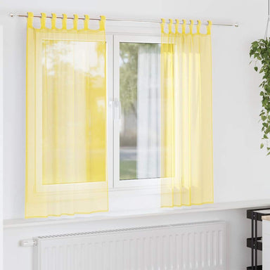 Gordijnen voile met lussen 2 st 140x140 cm geel