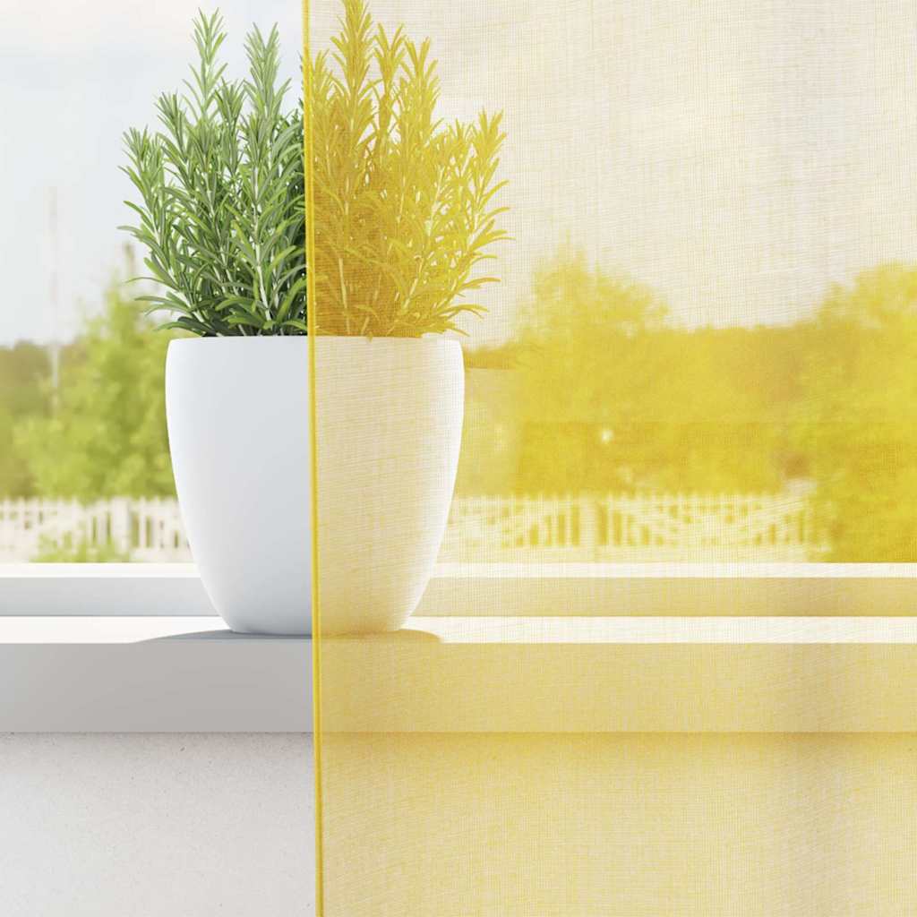 Gordijnen met lussen 2 st 140x175 cm geel
