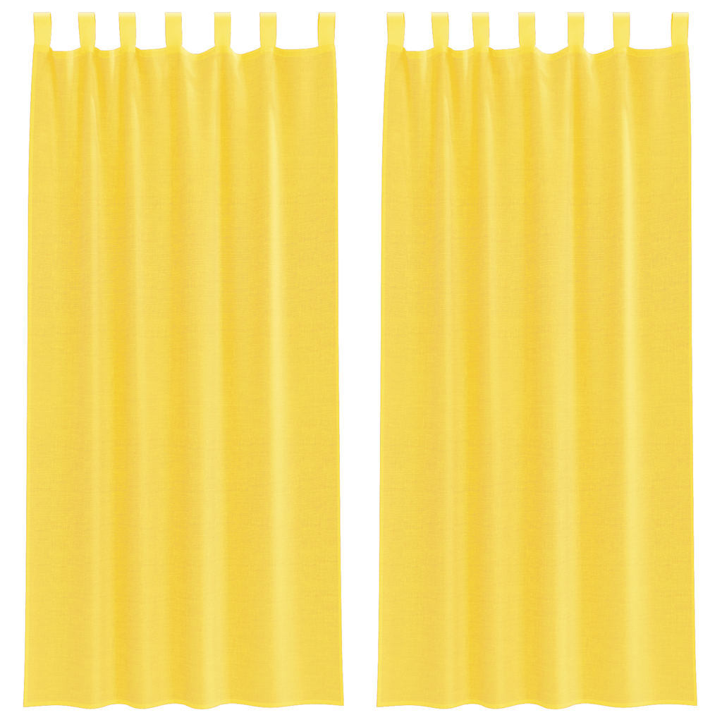 Gordijnen voile met lussen 2 st 140x225 cm geel