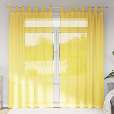 Gordijnen voile met lussen 2 st 140x225 cm geel
