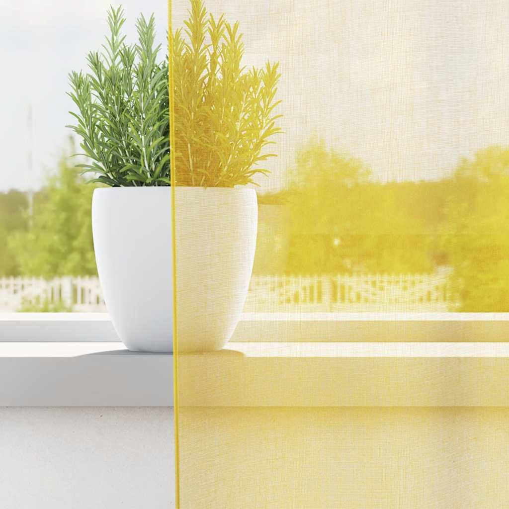 Gordijnen met lussen 2 st 140x245 cm geel