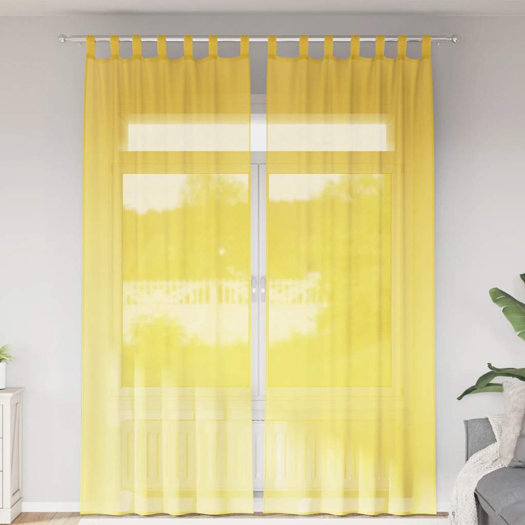 Gordijnen met lussen 2 st 140x260 cm geel