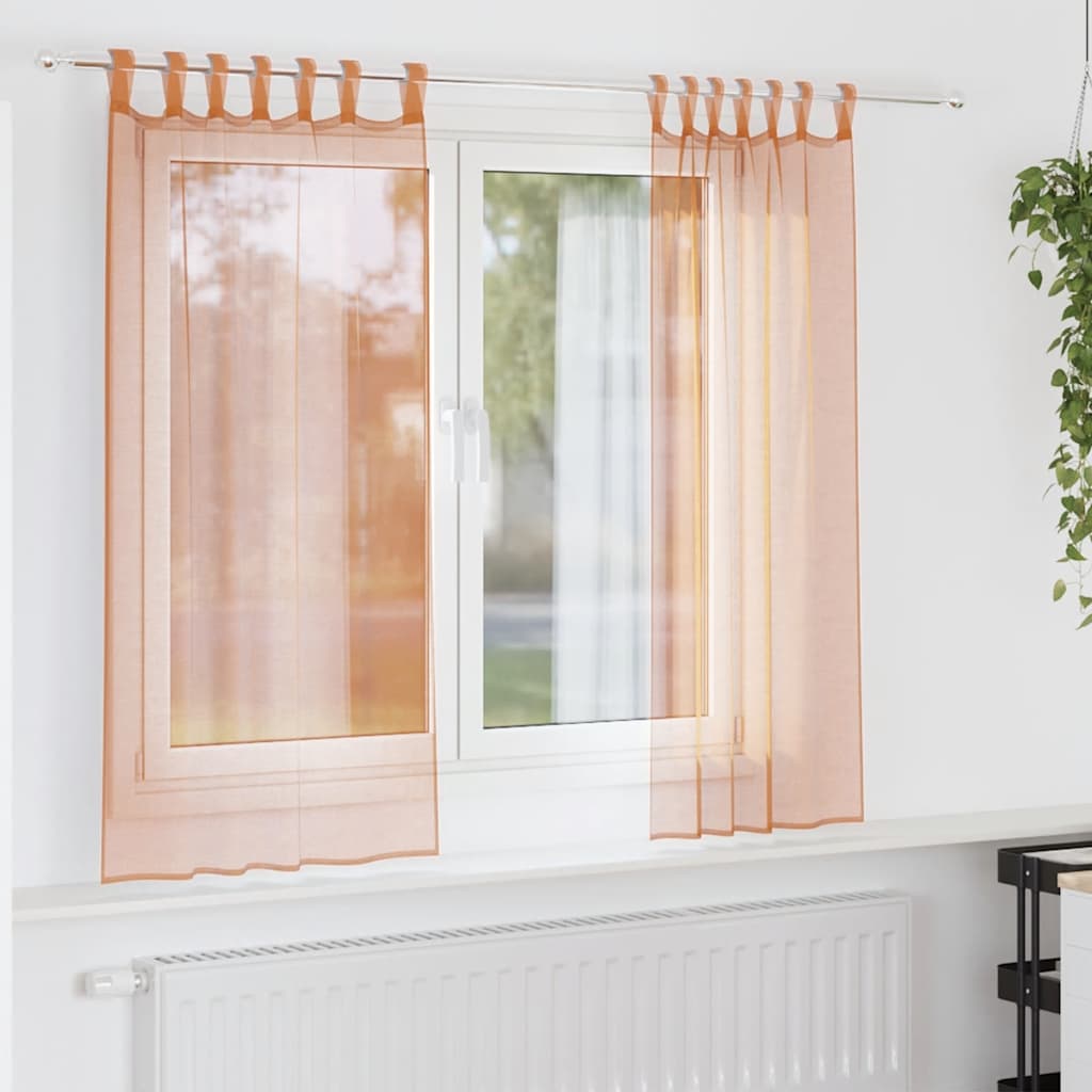 Gordijnen voile met lussen 2 st terracotta 140x175 cm