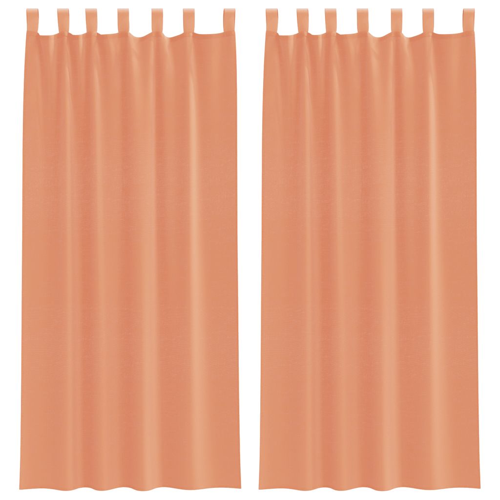 Gordijnen voile met lussen 2 st terracotta 140x225 cm