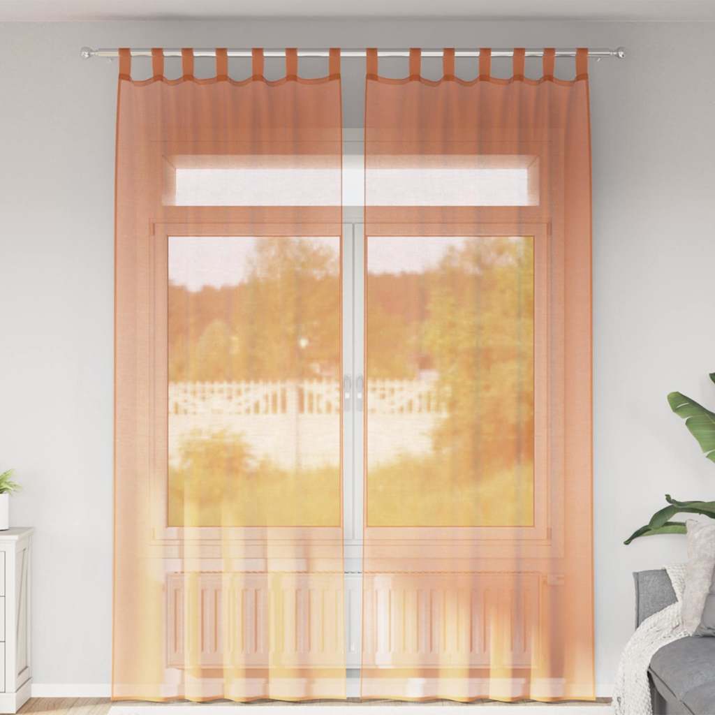 Gordijnen met lussen 2 st terracotta 140x260 cm