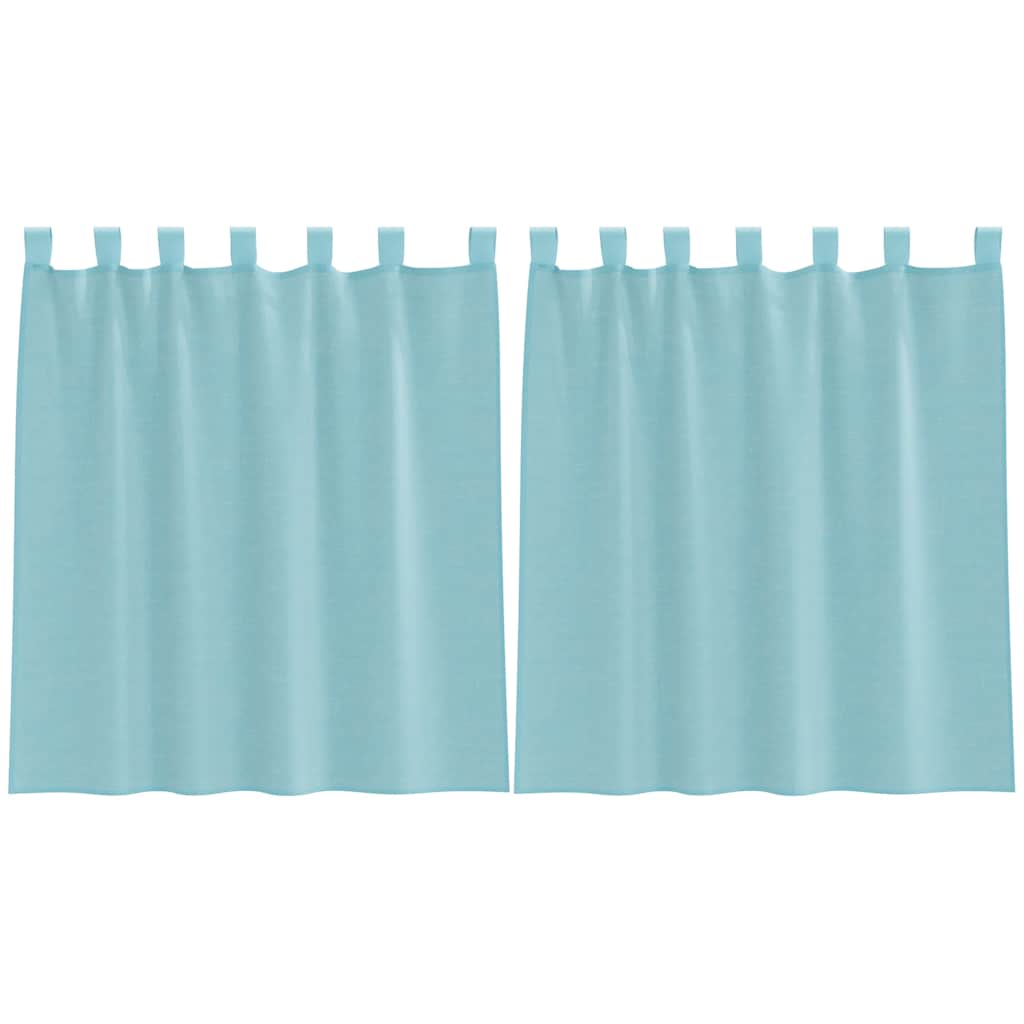 Gordijnen Voile met lussen 2 st 140x140 cm turkoois
