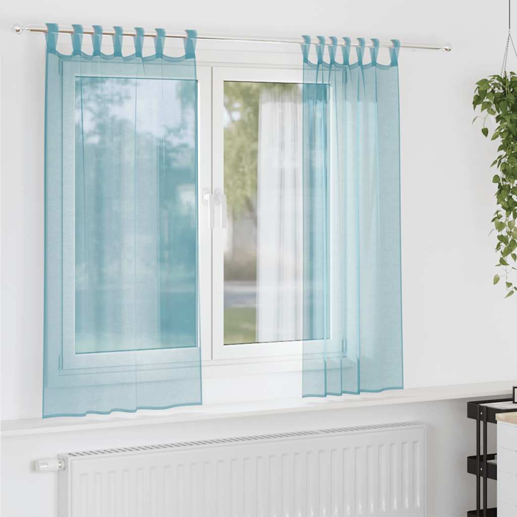Gordijnen Voile met lussen 2 st 140x140 cm turkoois