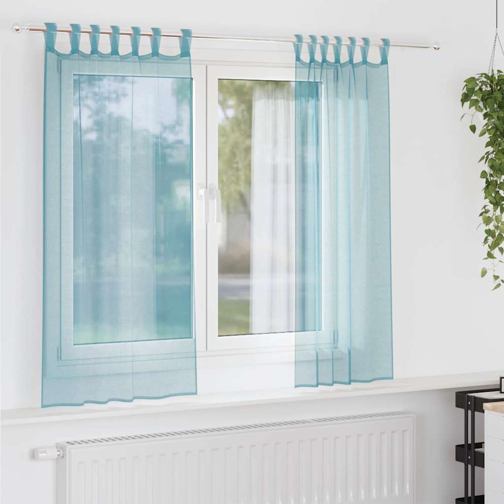 Gordijnen voile met lussen 2 st 140x175 cm turkoois