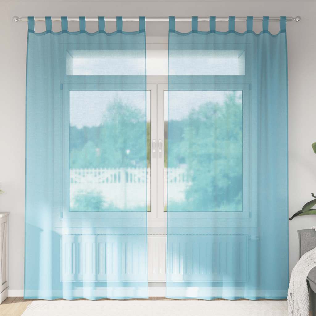 Gordijnen met lussen 2 st 140x225 cm turkoois