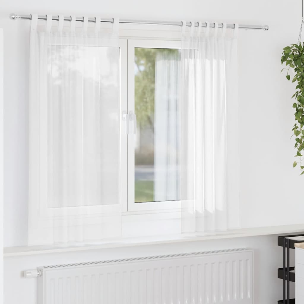 Gordijnen voile met lussen 2 st 140x140 cm wit