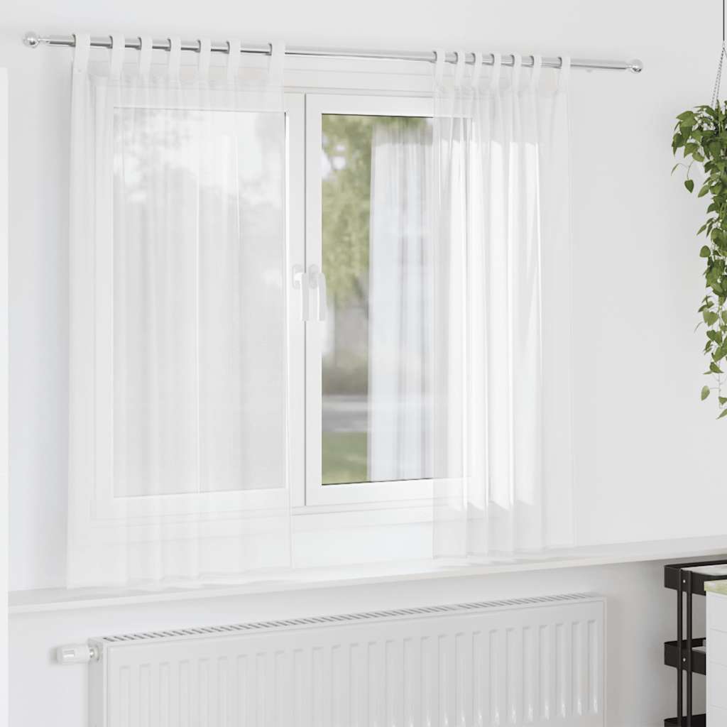 Gordijnen voile met lussen 2 st 140x175 cm wit