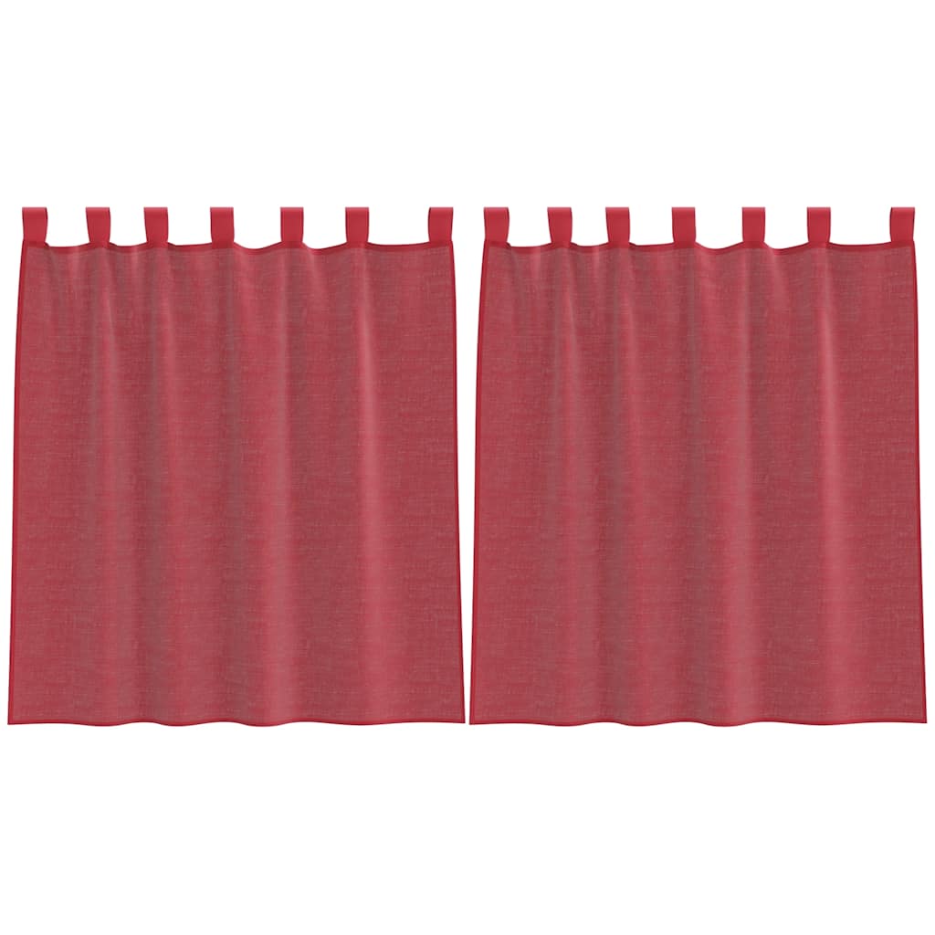 Gordijnen voile met lussen 2 st 140x140 cm wijnrood