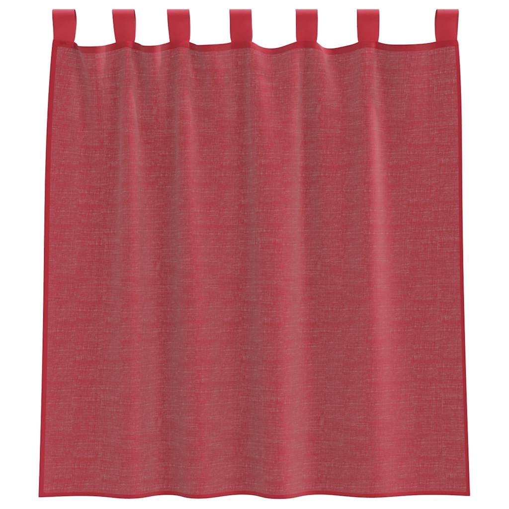 Gordijnen voile met lussen 2 st 140x140 cm wijnrood