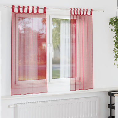 Gordijnen voile met lussen 2 st 140x140 cm wijnrood