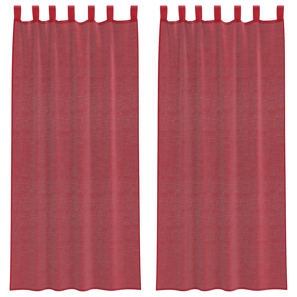 Gordijnen Voile met lussen 2 st 140x225 cm wijnrood