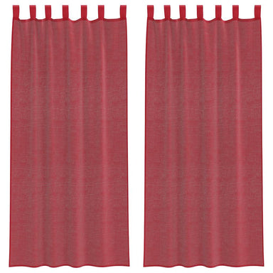 Gordijnen Voile met lussen 2 st 140x225 cm wijnrood