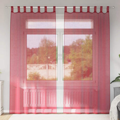 Gordijnen Voile met lussen 2 st 140x225 cm wijnrood
