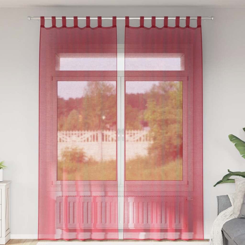 Gordijnen met lussen 2 st 140x260 cm wijnrood