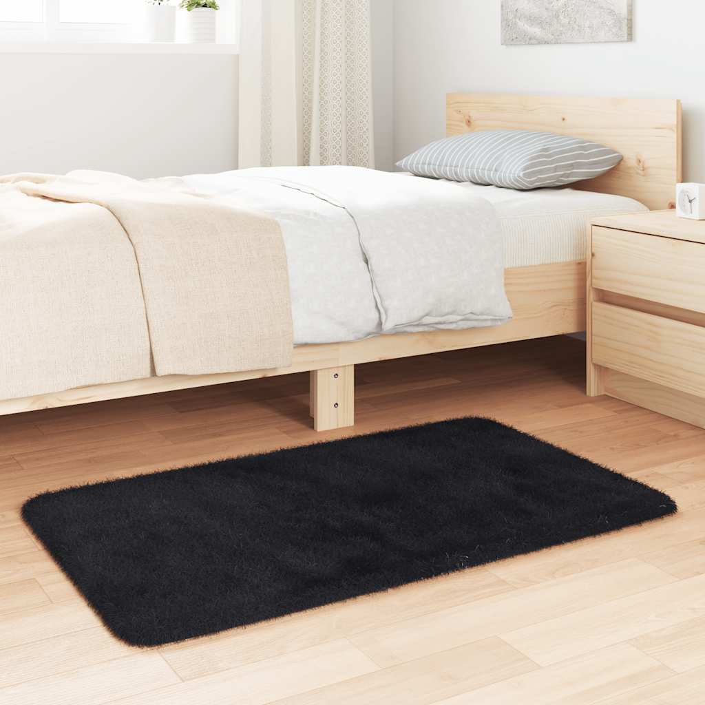 Hoogpolig vloerkleed NAVARRA 60x100 cm polyester zwart