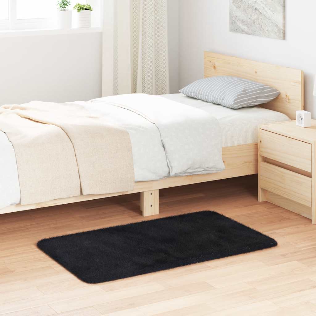 Hoogpolig vloerkleed NAVARRA 60x100 cm polyester zwart