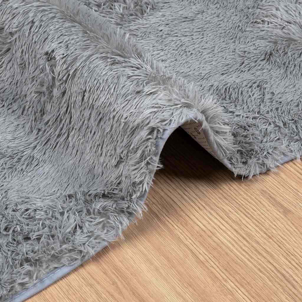 Hoogpolig vloerkleed NAVARRA 80x150 cm polyester zilvergrijs