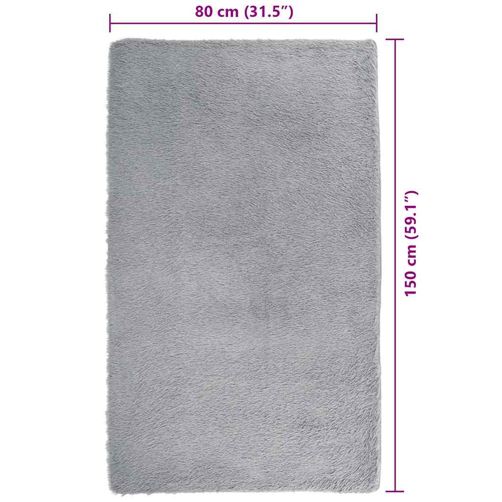 Hoogpolig vloerkleed NAVARRA 80x150 cm polyester zilvergrijs