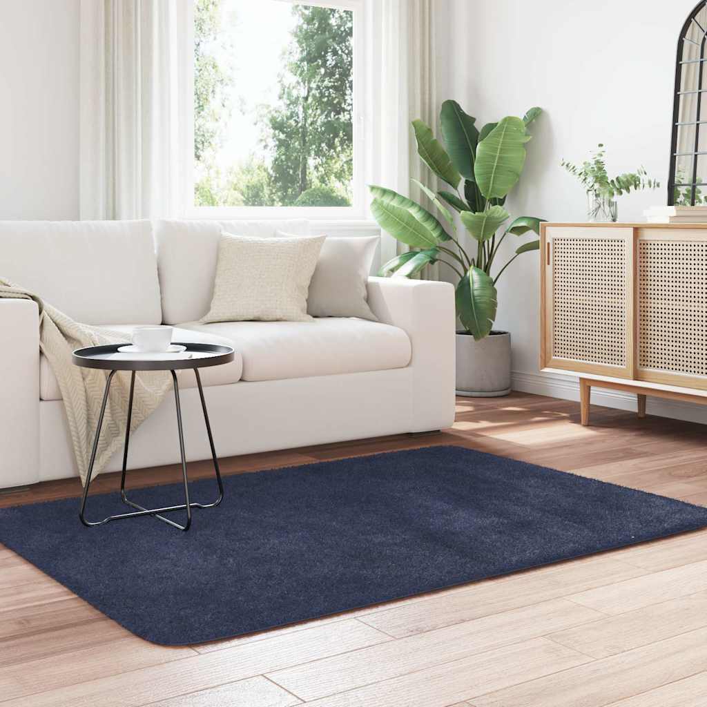 Hoogpolig vloerkleed NAVARRA 120x170 cm polyester marineblauw