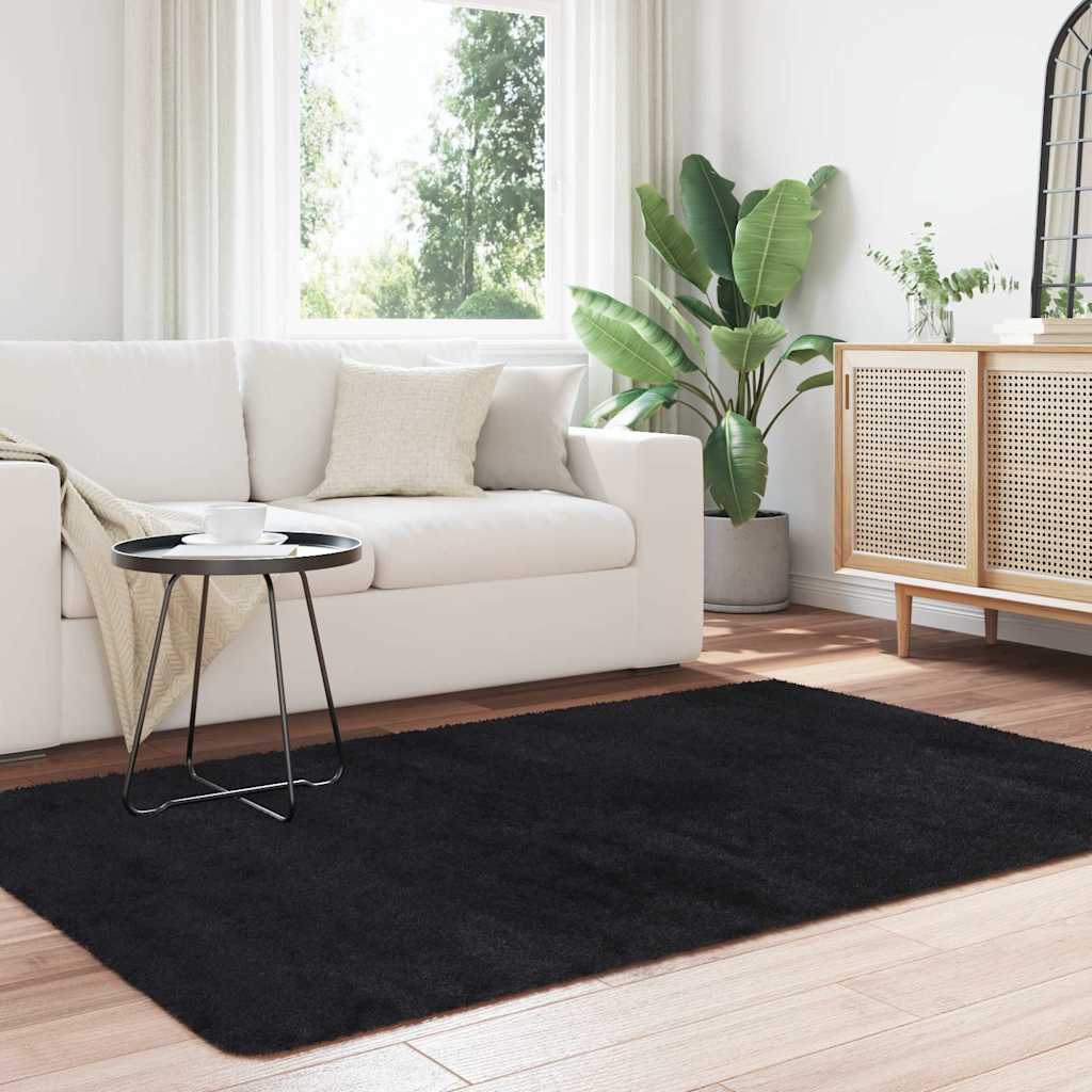 Hoogpolig vloerkleed NAVARRA 130x200 cm polyester zwart