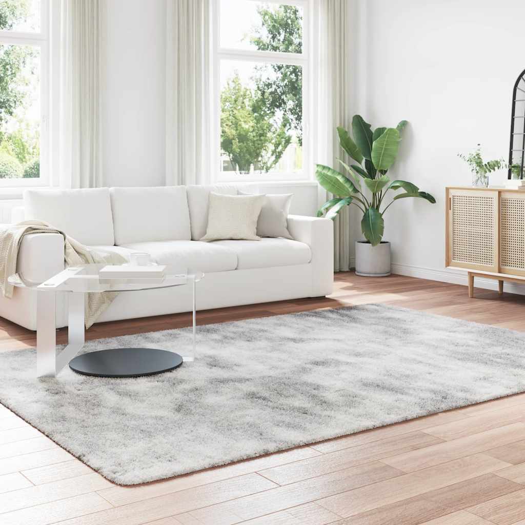Hoogpolig vloerkleed NAVARRA 200x290 cm polyester lichtgrijs