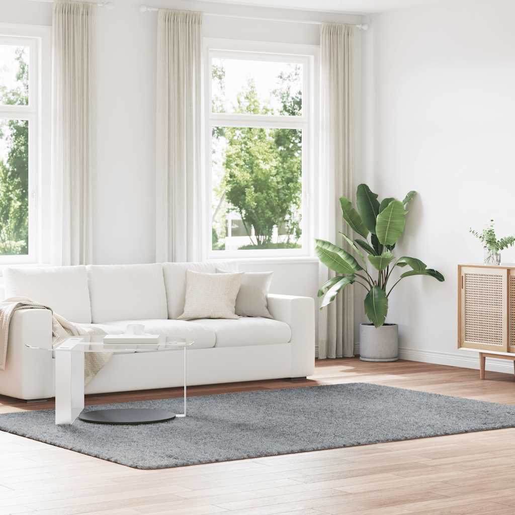 Hoogpolig vloerkleed NAVARRA 200x290 cm polyester lichtgrijs
