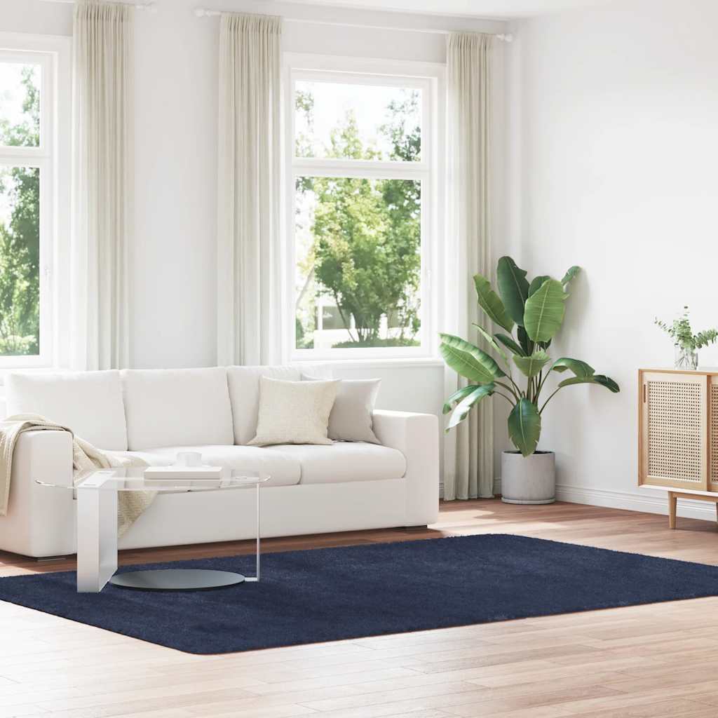 Hoogpolig vloerkleed NAVARRA 200x290 cm polyester marineblauw