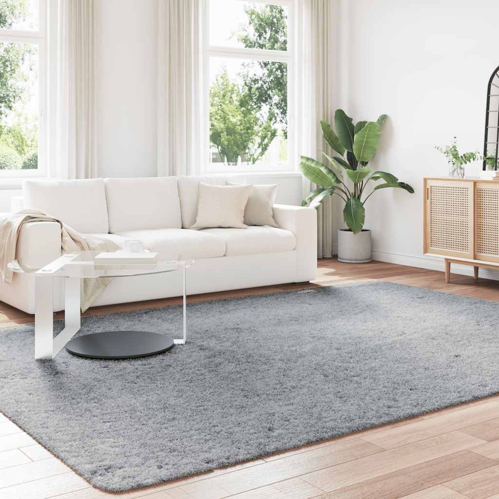 Hoogpolig vloerkleed NAVARRA 240x340 cm polyester lichtgrijs