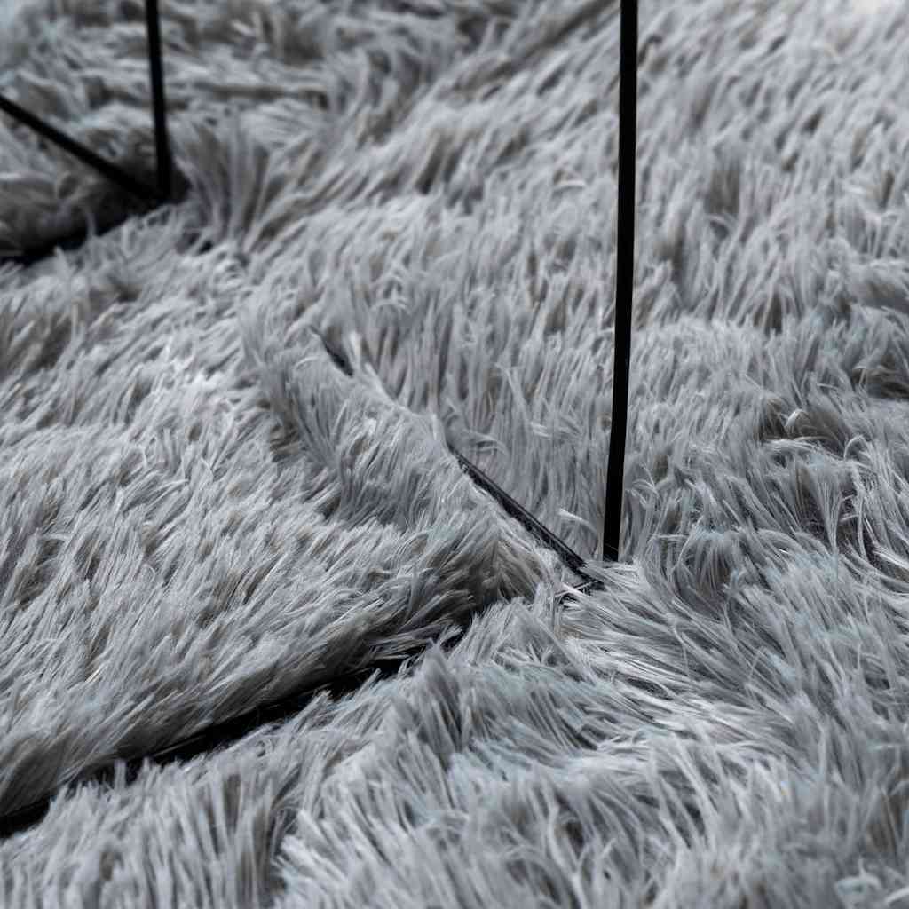Hoogpolig vloerkleed NAVARRA 120x120 cm polyester lichtgrijs