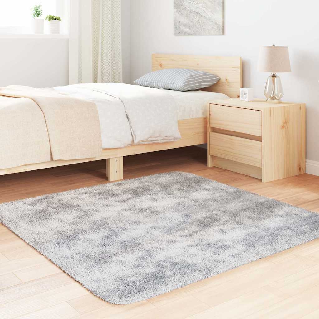 Hoogpolig vloerkleed NAVARRA 120x120 cm polyester zilvergrijs