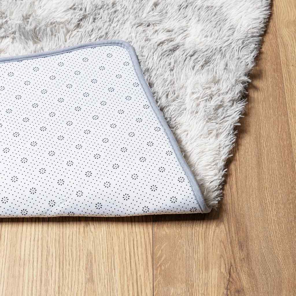 Hoogpolig vloerkleed NAVARRA 120x120 cm polyester zilvergrijs