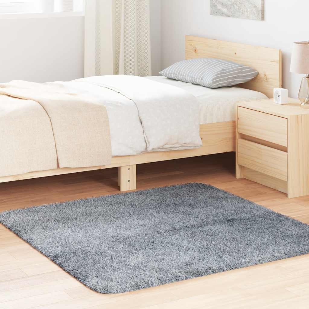 Hoogpolig vloerkleed NAVARRA 120x120 cm polyester zilvergrijs