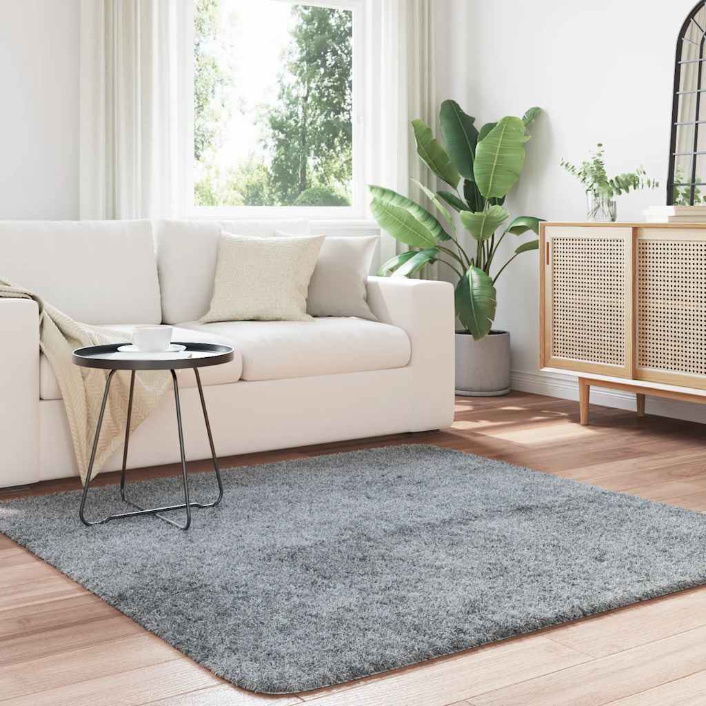 Hoogpolig vloerkleed NAVARRA 160x160 cm polyester lichtgrijs