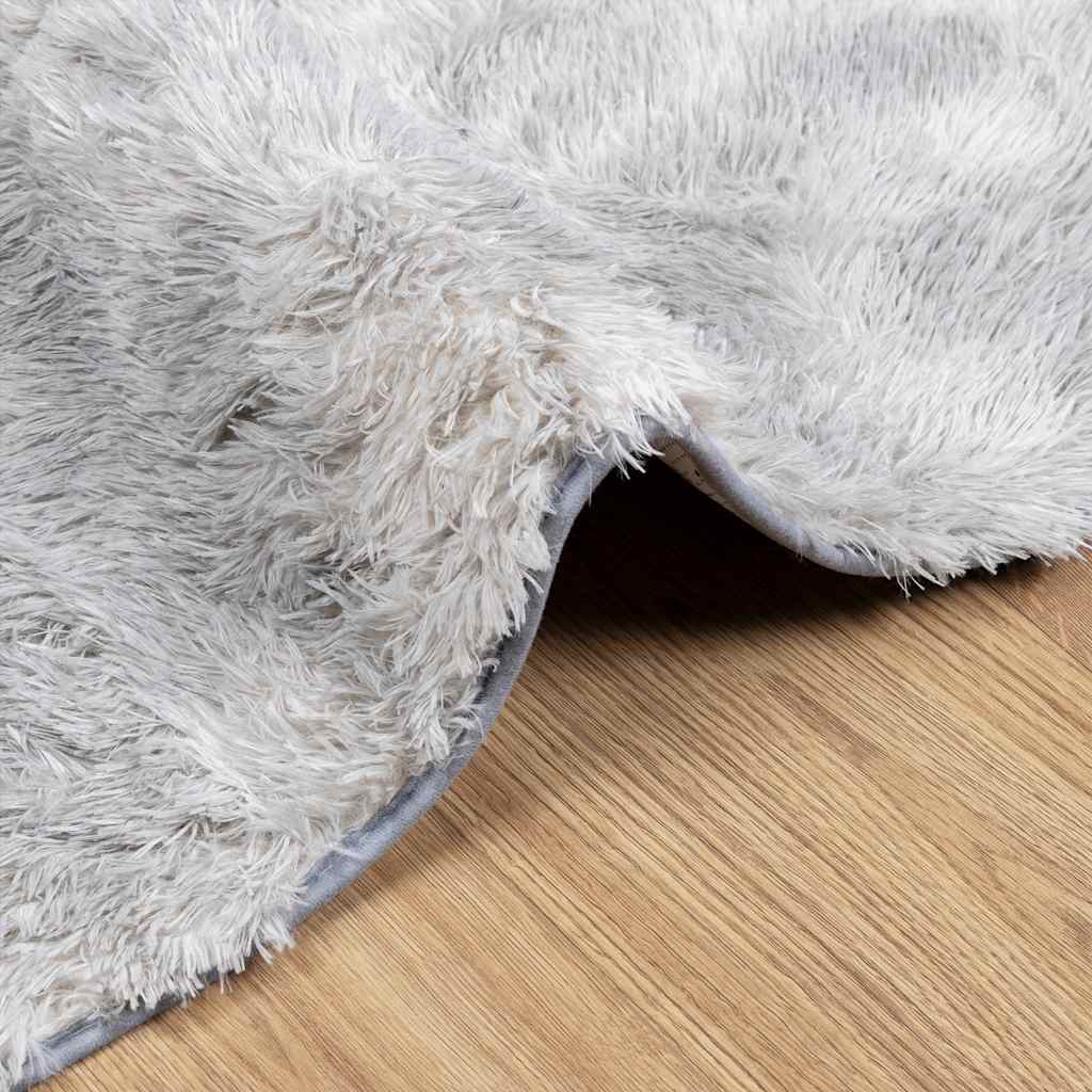 Hoogpolig vloerkleed NAVARRA 160x160 cm polyester lichtgrijs