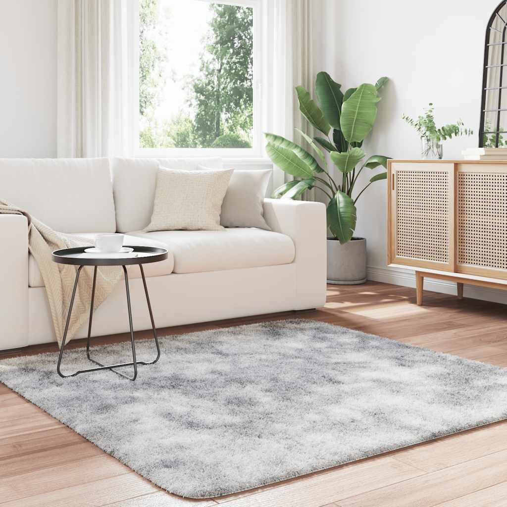Hoogpolig vloerkleed NAVARRA 160x160 cm polyester zilvergrijs