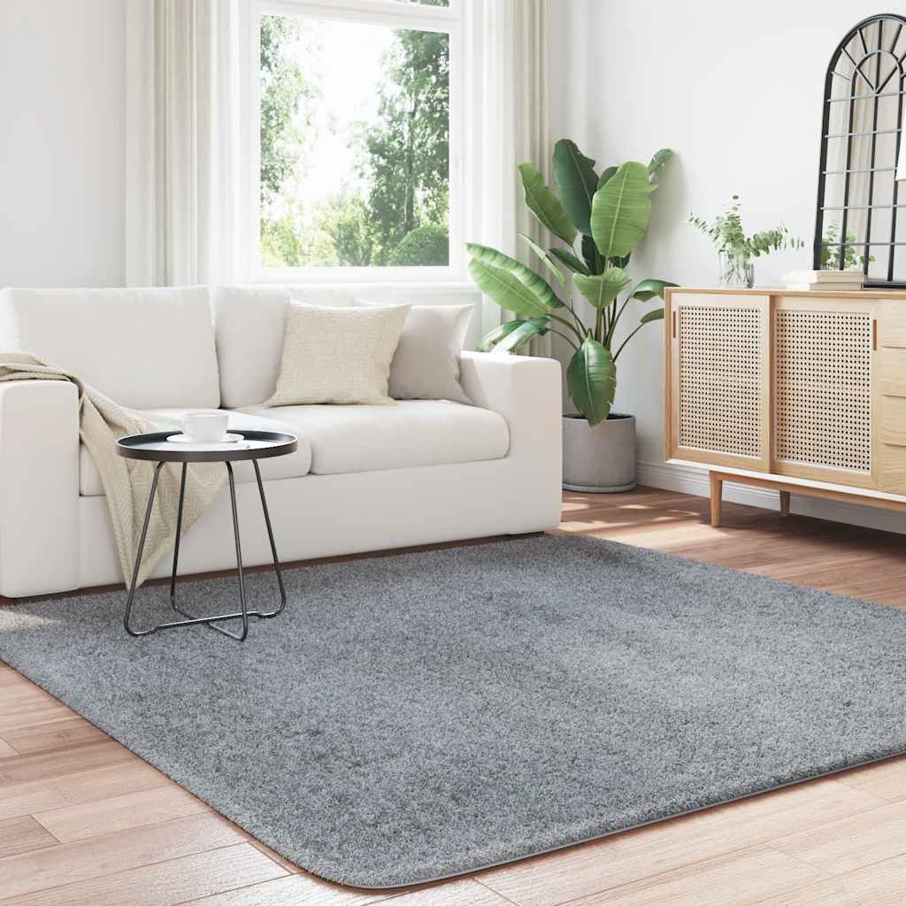 Hoogpolig vloerkleed NAVARRA 200x200 cm polyester lichtgrijs