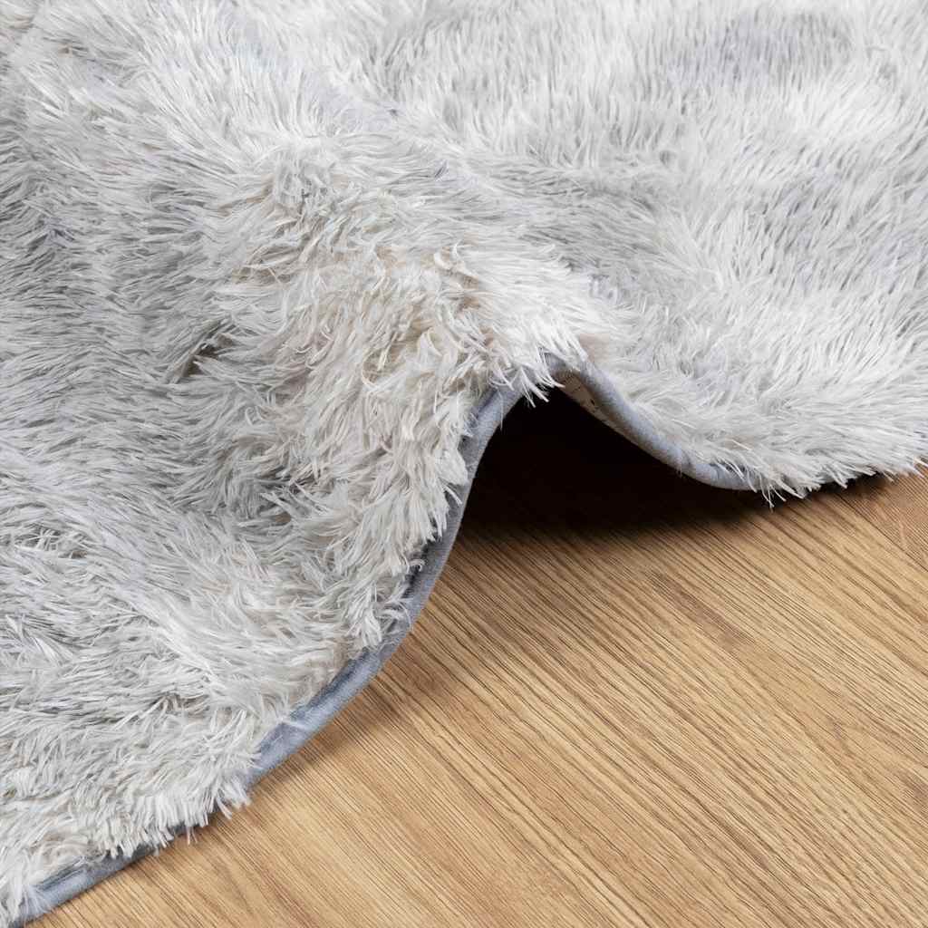 Hoogpolig vloerkleed NAVARRA 200x200 cm polyester lichtgrijs