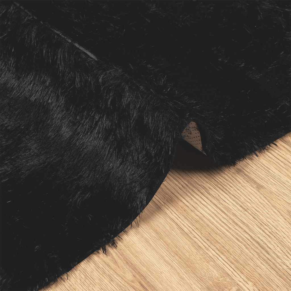 Hoogpolig vloerkleed NAVARRA 240x240 cm polyester zwart