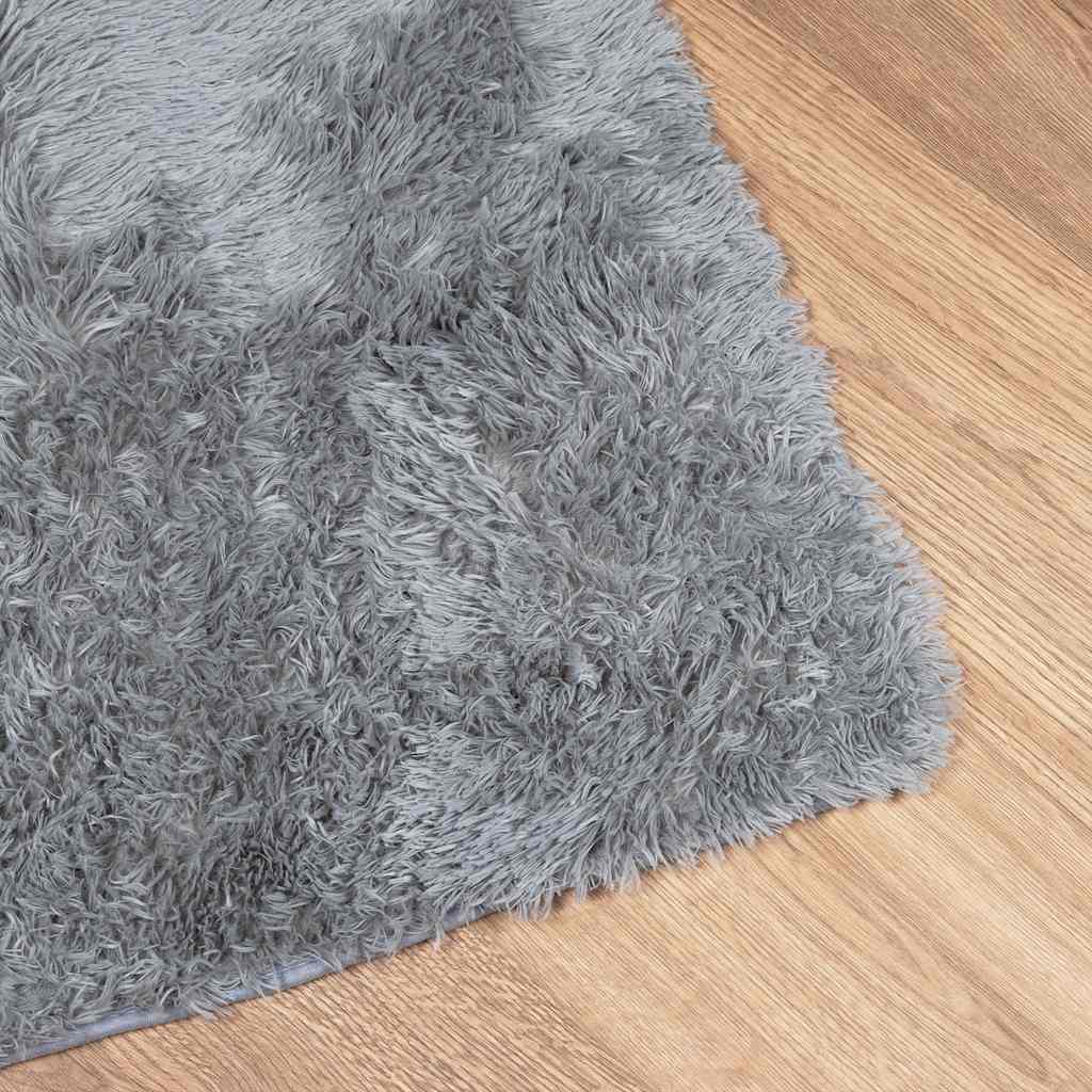 Hoogpolig vloerkleed NAVARRA 240x240 cm polyester lichtgrijs