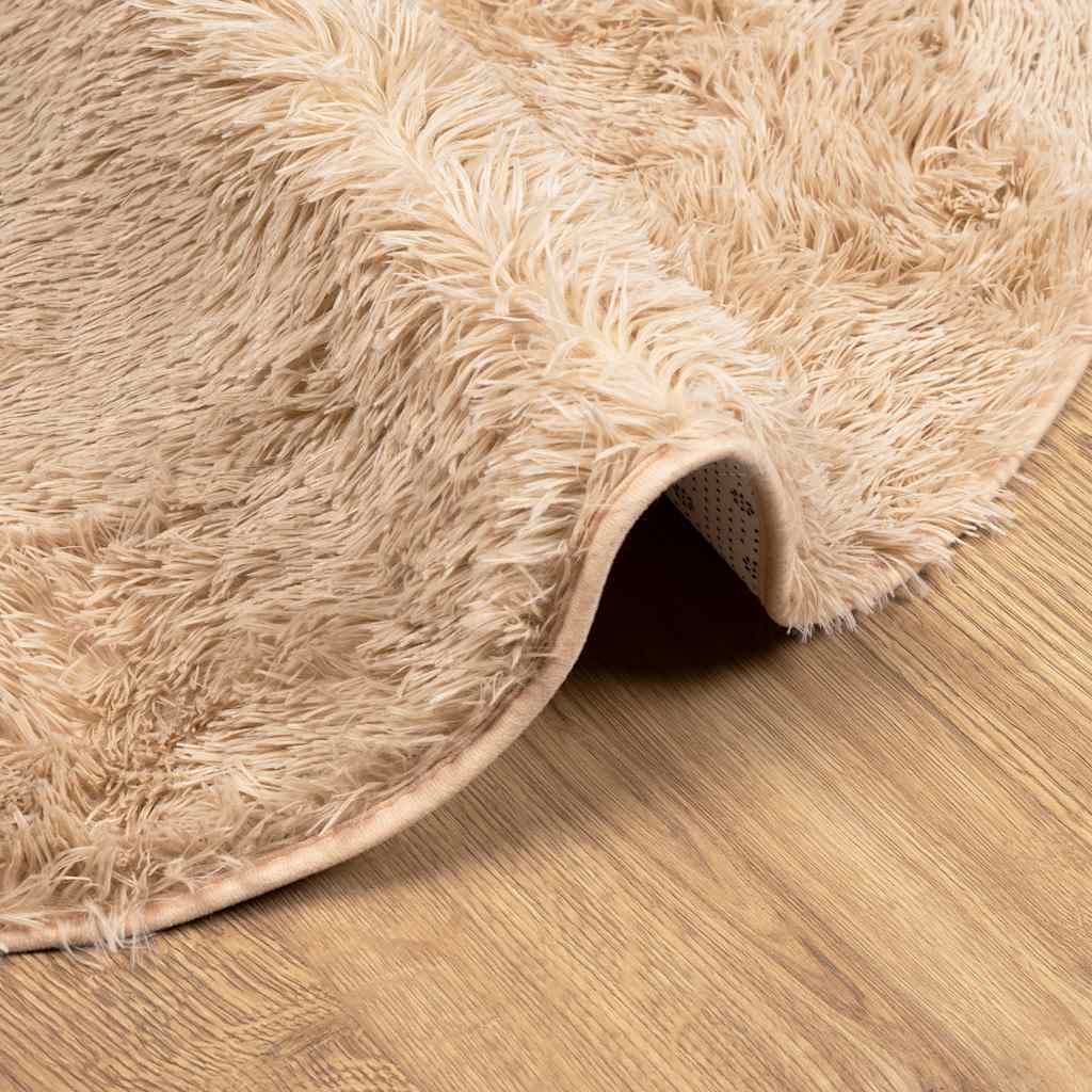 Hoogpolig vloerkleed NAVARRA 100x100 cm polyester beige