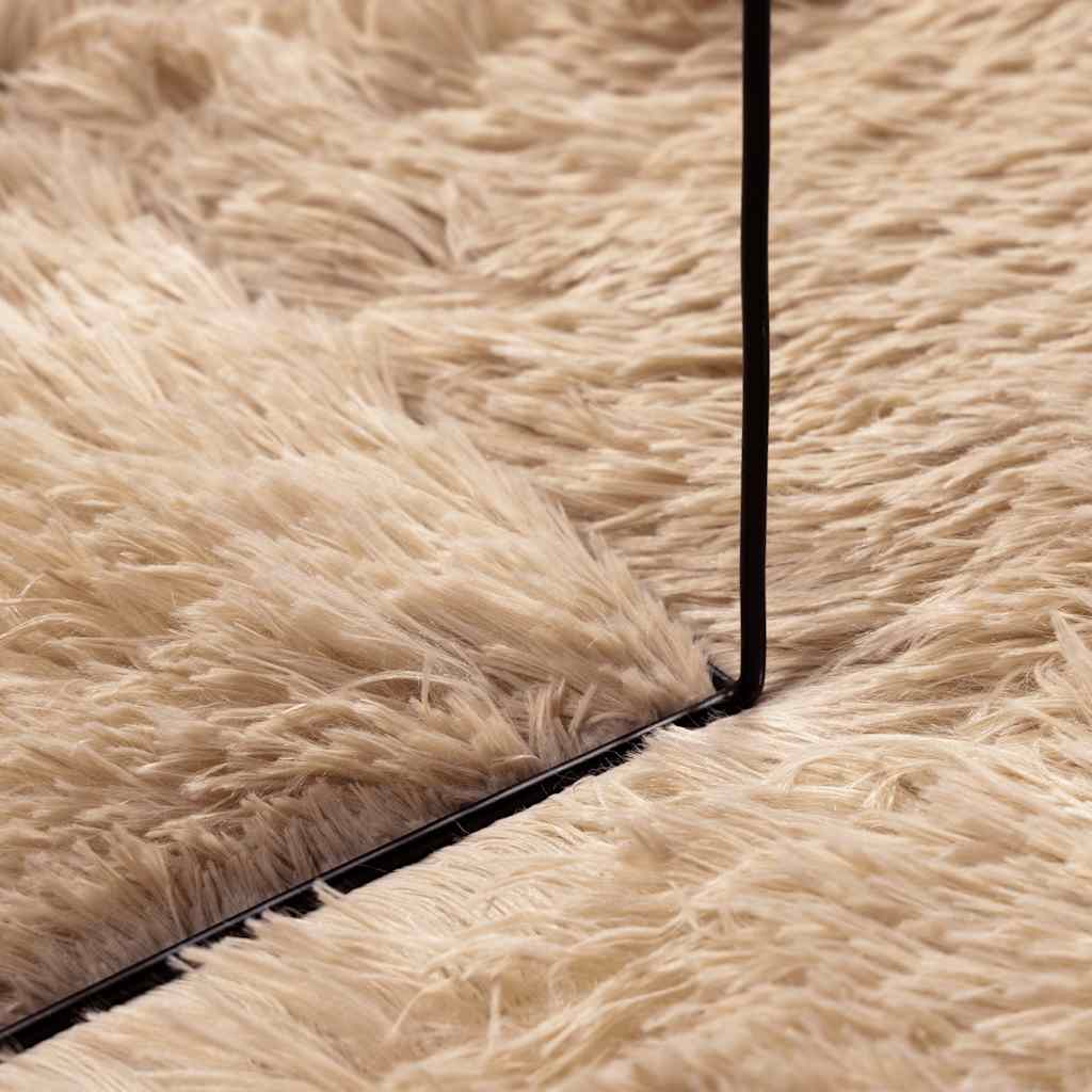 Hoogpolig vloerkleed NAVARRA 100x100 cm polyester beige