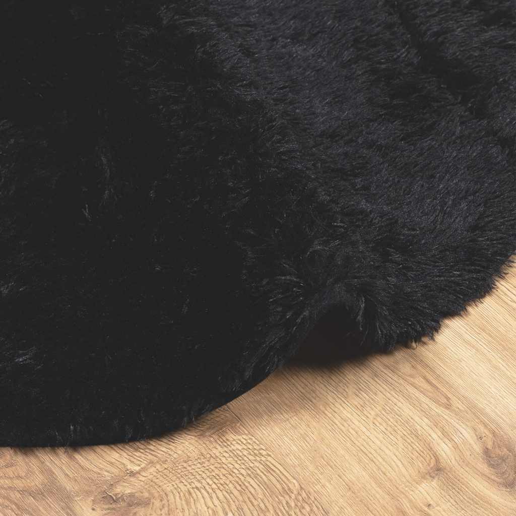 Hoogpolig vloerkleed NAVARRA 100x100 cm polyester zwart