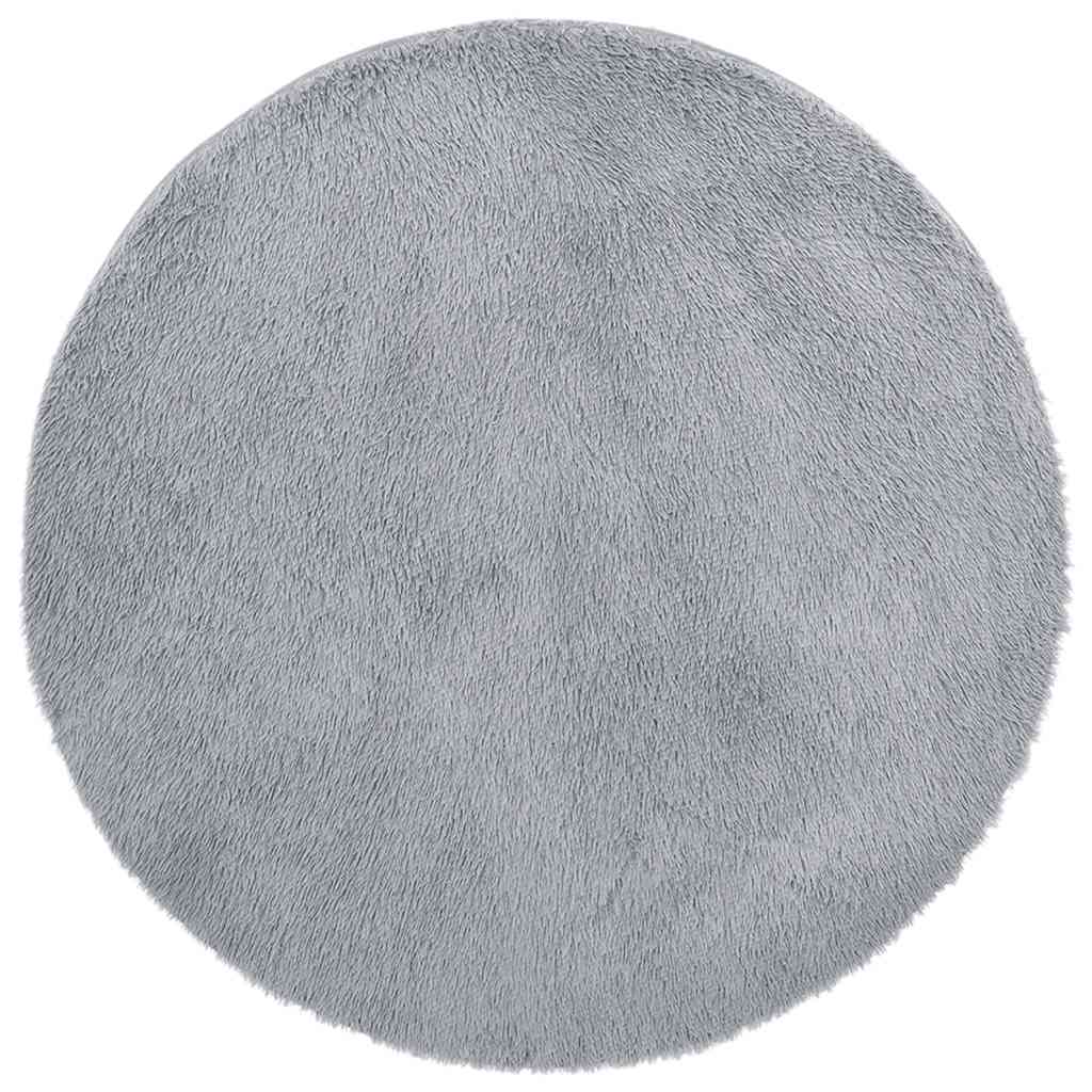 Hoogpolig vloerkleed NAVARRA 100x100 cm polyester lichtgrijs