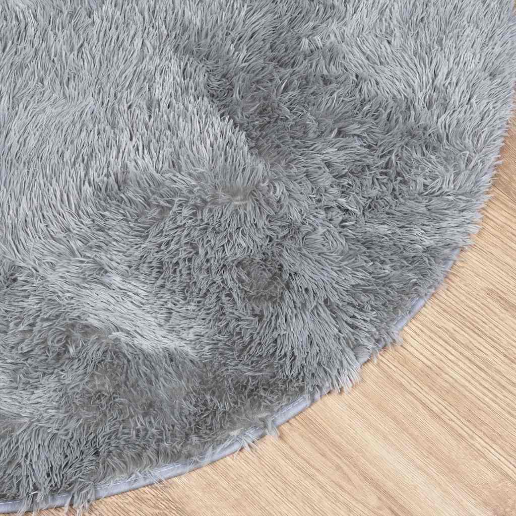 Hoogpolig vloerkleed NAVARRA 100x100 cm polyester lichtgrijs