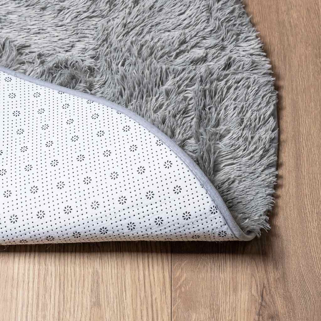 Hoogpolig vloerkleed NAVARRA 100x100 cm polyester lichtgrijs
